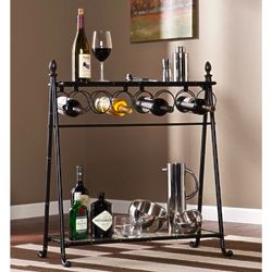 Wine Table and Bottle Rack with 2 Shelves