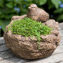 Cast Stone Mini Bird Outdoor Planter