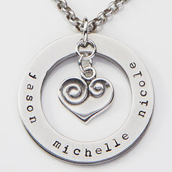 Mother's Personalized Circle of Love Heart Necklace