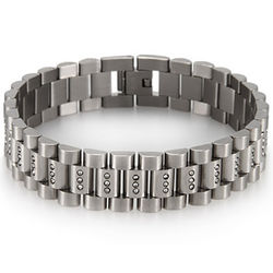 Men's Stainless Steel Watch Link CZ Bracelet