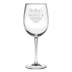 Personalized Breakfast of Champions Wine Glass