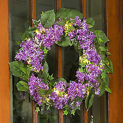 24" Pre-lit Lilac Floral Wreath