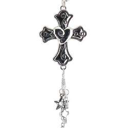 Engravable Silver Plated Cross with Dangle Charms