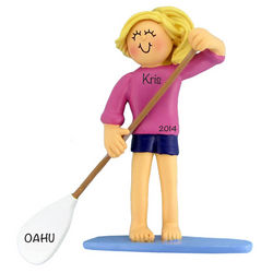 Stand Up Paddleboarding Blonde Female Personalized Ornament