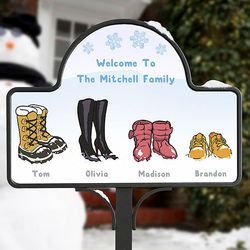 Garden Stake with Personalized Winter Boots Magnet