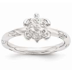 Sterling Silver and Diamond Turtle Ring