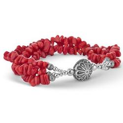 American West Red Coral Magnetic Beaded Bracelet