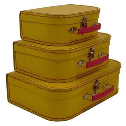 3 Vintage Euro Suitcases for Decoration and Storage