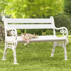 Weatherproof PVC Garden Bench with Scroll Arms