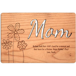 Carved Personalized Mom Wood 4x6 Postcard