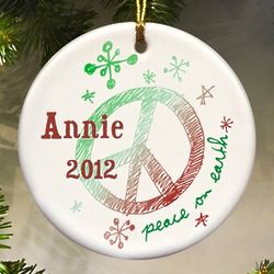 Personalized Holiday Harmony Peace on Earth Ornament