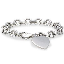 Sterling Silver Heart-Tag Bracelet
