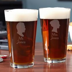 Mr. and Mrs. Personalized Pint Glasses