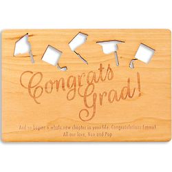 Congrats Grad Soaring Hats Graduation Wood Card