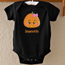 Personalized Girl's Halloween Pumpkin Baby Bodysuit