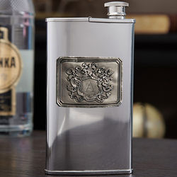 Personalized Royal Crest Stainless Steel Cigar Flask