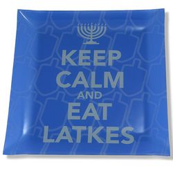 Keep Calm and Eat Latkes Dreidel Pattern Serving Plate