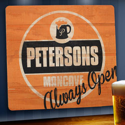 Always Open Personalized Wood Tavern and Bar Sign