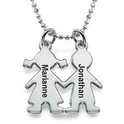 Mother's Personalized Children Holding Hands Charms Necklace
