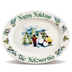 Personalized Happy Holidays Oval Platter