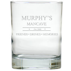 4 Personalized Mancave Old Fashioned Glasses