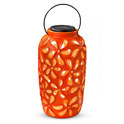 Ceramic Solar Lantern in Bright Orange