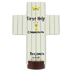 Boy's Personalized First Communion Watercolor Cross