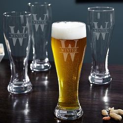 4 Oakmont Engraved Tall Pilsner Beer Glass