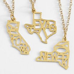 Gold-Plated U.S. State Necklace
