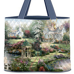 Thomas Kinkade Classics Quilted Tote Bag with Lantern Charm