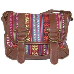 Leather Tribal Print Satchel Cross Body Handbag