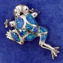 Synthetic Opal Mosaic Frog Pendant