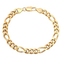 Men's Figaro Bracelet in Yellow Ion Plating Over Stainless Steel