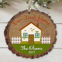 Personalized First Home Wood Ornament