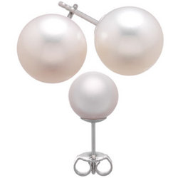 White Akoya Cultured Pearl (AAA) Earrings in 14K White Gold