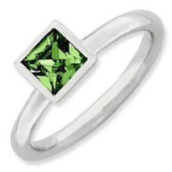 Sterling Silver Square Swarovski August Birthstone Stackable Ring