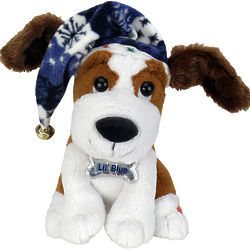 Blue Christmas Singing Beagle Puppy with Fleece Snowflake