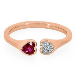 Lab-Created Ruby & Lab-Created White Sapphire Heart Ring