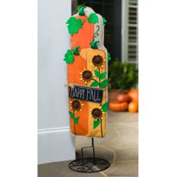 Sunflowers and Pumpkins Burlap Banner Statement Stake