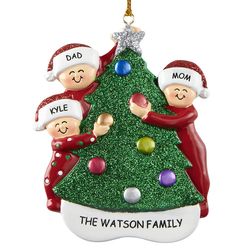 Personalized Family Decorating the Tree Ornament