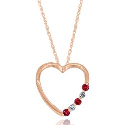Lab-Created Ruby and Lab-Created White Sapphire Heart Pendant