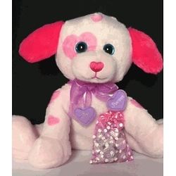 Plush Puppy Dog with Heart Spots and Hershey Kisses
