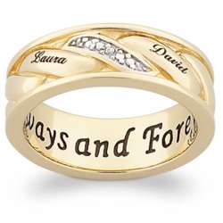 Personalized Men's 18K Gold over Sterling Woven Diamond Band