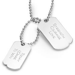 Lady's Personalized Stainless Steel Double Dog Tag
