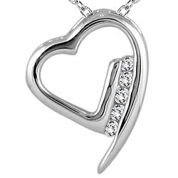 1/10 Carat Diamond Heart Pendant in 14-Karat White Gold