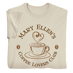 Personalized Coffee Lovers Club T-Shirt