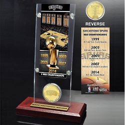 Spurs 5-Time Champions Ticket and Coin Desk Top Display
