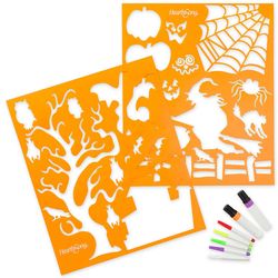 Halloween Stencils and Window Chalk Markers Set