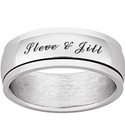 Stainless Steel Polished Top-Engraved Spinner Band