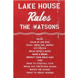 Lake House Rules Personalized Wood Sign
